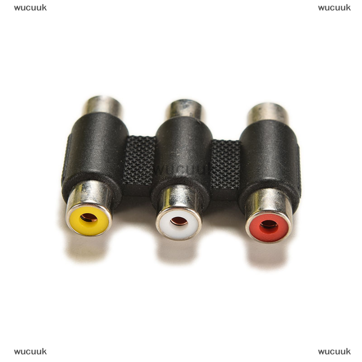 wucuuk-ตัวเชื่อมต่อวิดีโอและเสียง3-rca-av-coupler-อะแดปเตอร์3rca-หญิงมินิ