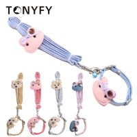 Cute Dog Cartoon Pet Traction Rope Puppy Collar Set Adjustable Puppy Cat Accessories Pet Outdoor Walking Anti-lost Leash Collars