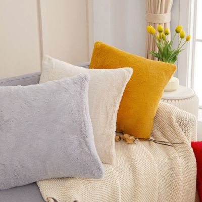 【CW】☞♨  Inyahome Rectangle 45x45cm Throw Covers Faux Fur Pillowcases Cushion Cases for Couch