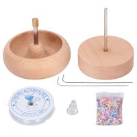 1 Set Bead Spinner DIY Beading Turning Bowl 10cm Wooden Manual Beading Threader Tool Kit for Jewelry Making Tools Knitting  Crochet