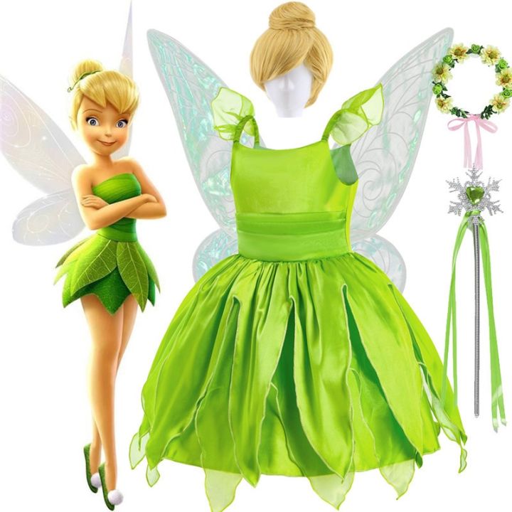 Halloween Tinkerbell Costume for Girls Flower Fairy Cosplay Outfits