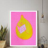 How To Not Be Bitter Cute Fruit Lemon Looking Book Poster And Prints Modern Canvas Painting Wall Art Pictures Living Room Decor Wall Décor