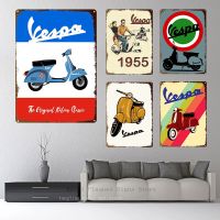 Vintage Vespa Retro ป้ายดีบุก-โรงรถโลหะตกแต่ง-เหมาะสำหรับรถจักรยานยนต์ Club Room, Shabby Chic Wall Decor