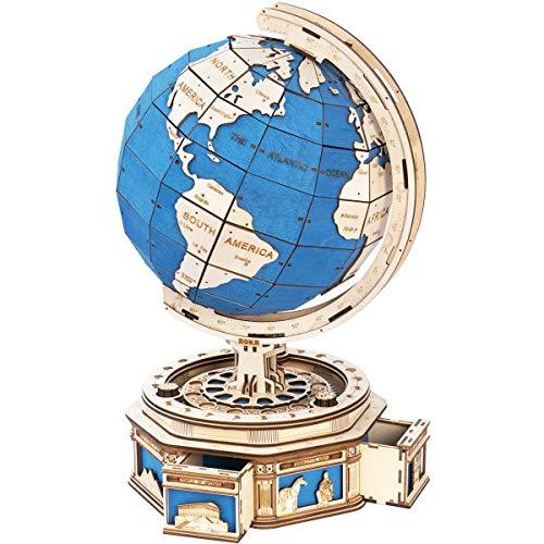 ROKR 3D Puzzle Rotatable 3D Globe Wooden Building Toy Kit 