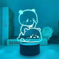 Bubu Dudu LED ไฟกลางคืนการควบคุมระยะไกลหมีแพนด้าตัวเลขโคมไฟ USB 16สีปรับการ์ตูนกลางคืนตกแต่งบ้าน GIF