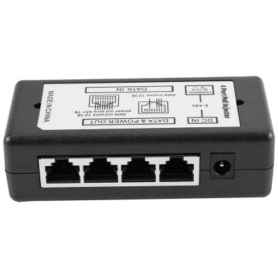 4 Port Poe Injector Poe Power Adapter Ethernet Power Supply Pin 4,5(+)/7,8(-)Input Dc12V-Dc48V for Ip Camera