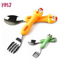 1 Set Stainless Steel Cartoon Spoon Fork Kit Children Dinnerware Set Fruit Dessert Dinner Fork Tableware Kitchen Accessories