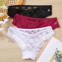 3Pcs/set Lace Panties Low-rise Brazilian Underwear Fashion Lattice Transparent Underpants M-2XL Panty Lingerie