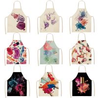 Kitchen Apron Color Bottle Printing Sleeveless Cotton and Linen Apron Men and Women Household Cleaning Cookware