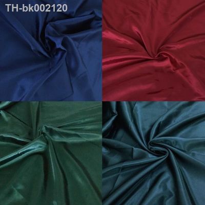 ℡ 3/5/10m Silky Satin Fabric By Meter High Density Green Fabric for Sewing Dress Shirts Wedding Lining ClothBlack Blue Red White