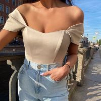 Sleeveless Off Shoulder Fashion Sexy Corset Crop Tops Vest Female Underwear Backless Bustier Top Solid Color