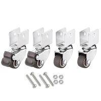 4Pcs Crib  Casters Swivel Caster 1 inch Soft Rubber16-18mm Splint with Brake Wheels With Screws Furniture Hardware Fittings Pipe Fittings Accessories