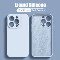 {OLI STUDIO} เคสโทรศัพท์สีทึบซิลิโคนเหลวของแท้สำหรับ iPhone 14 Pro Max 13 12 11 XS XR X Mini 7 8 Plus SE 6S เคสนิ่มกันกระแทก