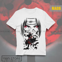 แขนสั้นอะนิเมะ Naruto เสื้อเชิ้ตสีขาวพิมพ์ลาย Uchiha Itachi สไตล์ล่าสุด เสื้อยืดยืดสี่ทิศทาง