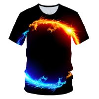 2023 Summer Fashion Unisex Flame Print 3D T-shirt Children Boys Short Sleeves Tees Baby Kids Tops For Girls Clothes Streetwear