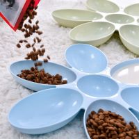 Creative Cat Food Feeding Utensils Petal Multi-cell Kitten Bowl PP Plastic Pet Feeder Supply