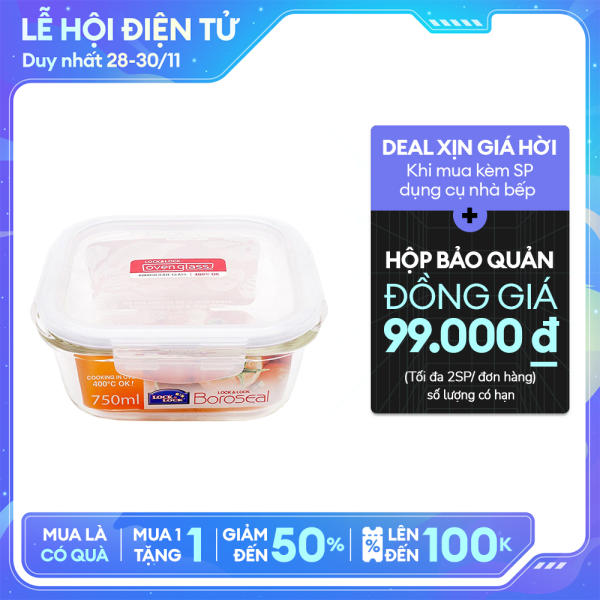 Hộp thủy tinh hình vuông Lock&Lock LLG224 Trắng -750ml