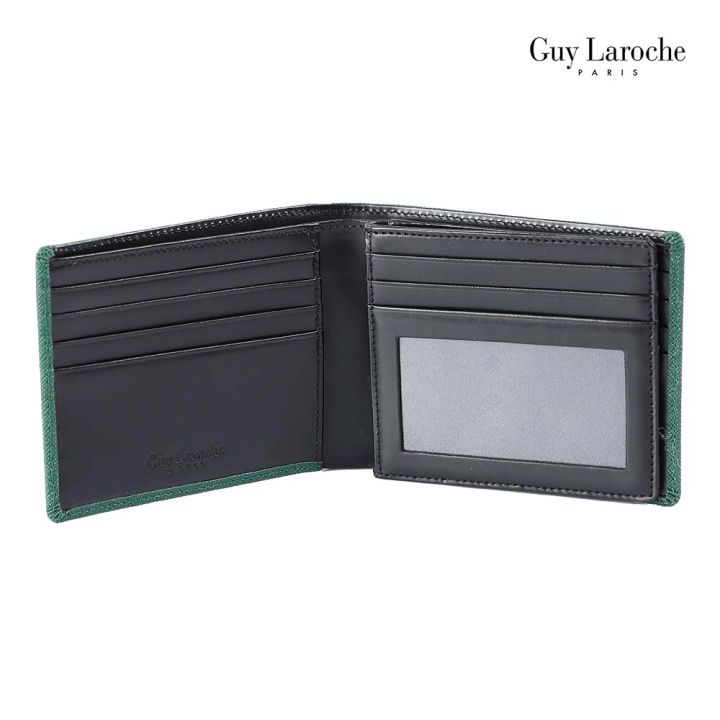 guy-laroche-กระเป๋าสตางค์พับสั้น-มีลิ้นกลาง-รุ่น-mgw0322-สีเขียว