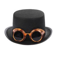 Steampunk Gothic Top Hat with Detachable Goggles Carnival Halloween Jazz Cap