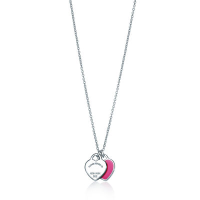 Luxury and fashion S925 Sterling Silver Double Heart Necklace, womens necklace, suitable for wedding and birthday gifts,