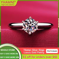 YHAMNI With Credentials Never Fade White Gold Color Rings for Women Natural Cubic Zirconia Rings Wedding Band Fine Jewelry Gift