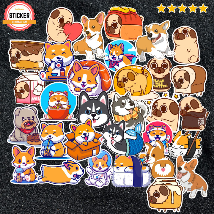 Sticker chó Shiba Corgi Pug Husky cute chống nước sticker dán mũ ...