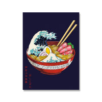 Great Wave Ramen Egg Bowl Art Print Japanese Asian Food Canvas Painting Nordic Funny Kitchen Wall Picture Home Decor No Frame