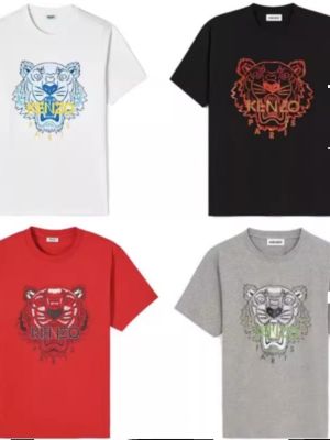 KENZOˉ Official Website New Spot Tiger Head Short-Sleeved Male Takada Kenzo Tiger Head Printed T-Shirt Female Round Neck Couple Models
