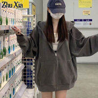 Zhu Xia เสื้อฮู้ดผู้หญิง,เสื้อกันหนาวโอเวอร์ไซส์เสื้อนอกฤดูใบไม้ผลิและฤดูใบไม้ร่วง