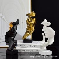 Thinker Statues Silence Is Gold Figurines Resin Retro Home Decor For Office Gifts Living Room Abstract Face Sculptures