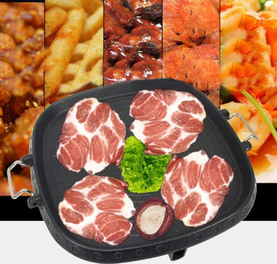  Korean Style BBQ Grill Pan with Maifan Coated Surface Non-stick  Smokeless Barbecue Plate for Indoor Outdoor Grilling: Home & Kitchen