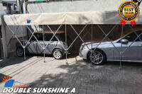 โรงจอดรถสำเร็จรูป CARSBRELLA รุ่น DOUBLE SUNSHINE  B สามารถจอดรถได้สองคัน ป้องกันแสงแดด ฝุ่น ฝนและสัตว์เลี้ยง