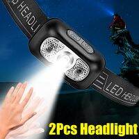 hot！【DT】 2Pcs Sensor Headlights Powerful Headlamp USB Rechargeable Outdoor Camping Torch Headlight Front Lantern