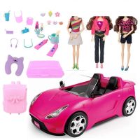 HOT!!!♠✱ pdh711 Car Model 30 Items/Lot Kids Toys Fashion Clothes Miniature Doll Accessories Backpack Trunk Car For Barbie 11.5 Dolls DIY Children Game