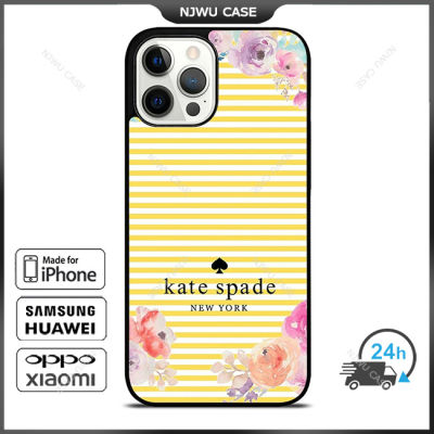 KateSpade Flower Stripe Phone Case for iPhone 14 Pro Max / iPhone 13 Pro Max / iPhone 12 Pro Max / XS Max / Samsung Galaxy Note 10 Plus / S22 Ultra / S21 Plus Anti-fall Protective Case Cover