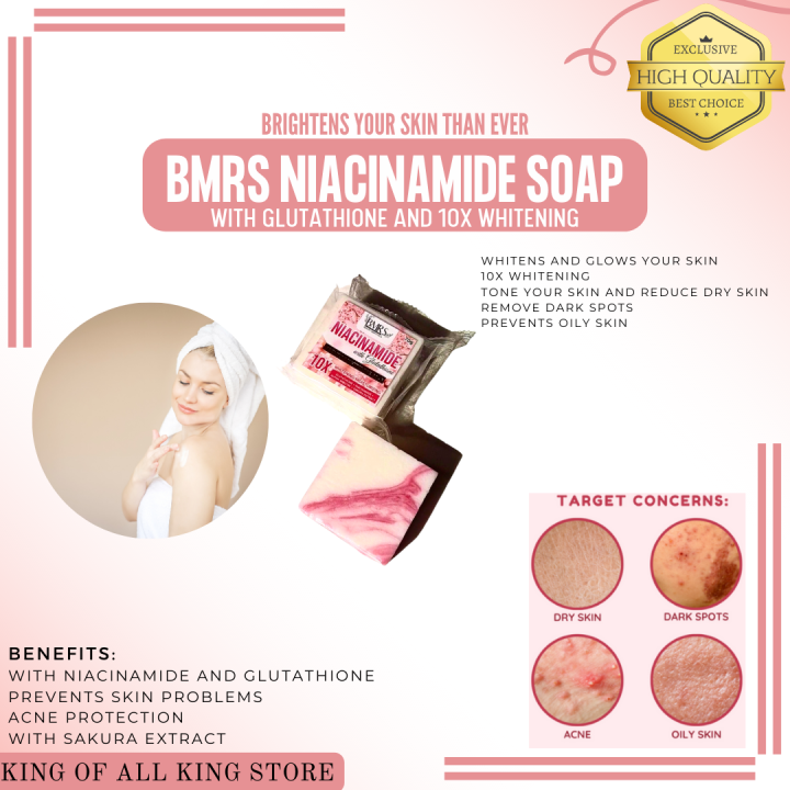 Bmrs Niacinamide With Glutathione Premium Whitening Soap 10x Whitening