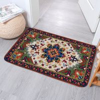 Boho Persian Rug Pattern Kitchen Bath Entrance Door Mat Coral Velvet Carpet Doormat Bedroom Mats Anti-Slip Absorbent Home Decor