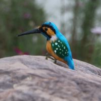 《Glass house》ขนนกประดิษฐ์เหมือนจริง Kingfisher Birds Garden Statue Indoor Tree Decor Landscape Ornament Handcraft