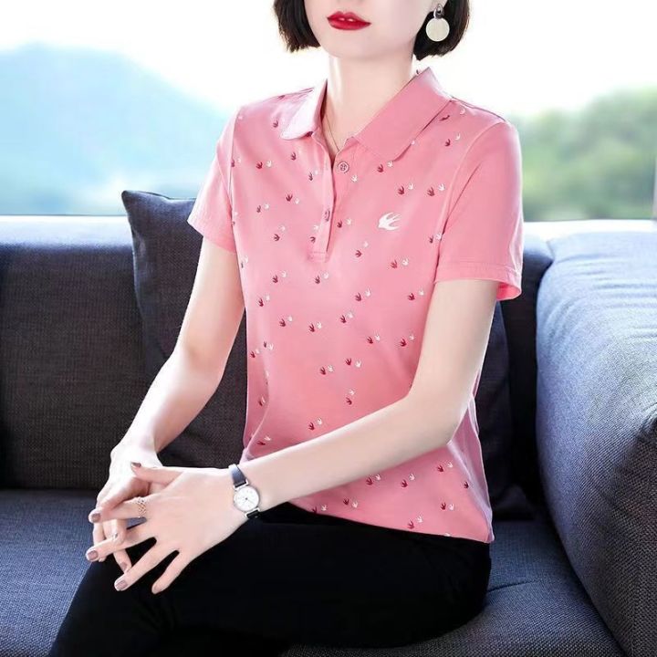 เสื้อยืดผู้หญิงแขนยาว2023เสื้อโปโลฤดูใบไม้ผลิและฤดูใบไม้ร่วงเสื้อโปโลรุ่นเกาหลีแบบหลวม