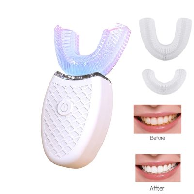 แปรงสีฟันไฟฟ้าอัลตร้าโซนิคแปรงสีฟันไฟฟ้าฟอกฟันขาวชาร์จกำหนดเวลาอัตโนมัติรูปตัวยู