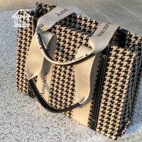 COD DSFGERERERER Large Capacity Fashion Houndstooth Tote Bag A4 Commuter One-Shoulder Messenger Laptop Suitable For 15.6 Inches And Below Women New Style All-Match Canvas