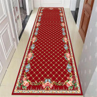 Home Long Carpet for Corridor Hallway Grid Floral Rug for Living Room Prayer Bedroom Carpets Non-slip Kitchen Floor Area Rug