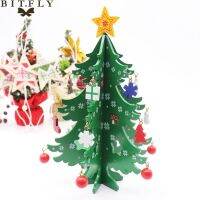 13x17cm 3D Wood Christmas Tree New Year Festival Party Home DIY Wood Ornaments Table Decoration wood Crafts Christmas Wood Tree