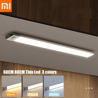 60CM 80CM Xiaomi Night Light Motion Sensor Thin LED Kitchen Rechargeable USB Lamp Backlight For Bedroom Bedside Table Lighting Night Lights
