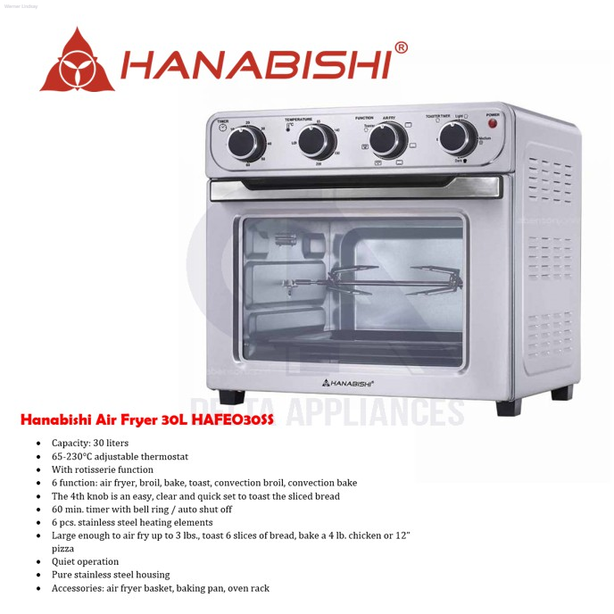 Hanabishi Air Fryer Oven 30L HAFEO 30SS Lazada PH