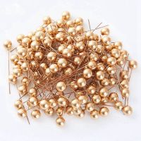 50pcs 12mm Mini Artificial Flower Gold Fruit Stamens Cherry Christmas Pearl Berry for Wedding DIY Gift Box Decorated Wreath