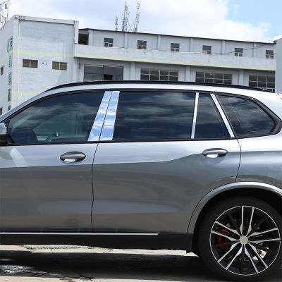 สติกเกอร์ติดประตูหน้าต่างรถยนต์ติดเสาชิ้นส่วนตกแต่งส่วนครอบแผงประตูรถยนต์ขนาด2022-23เงินสแตนเลสชิ้นส่วนรถยนต์สำหรับ BMW X5 G05 F95อุปกรณ์เสริมรถยนต์87Tixgportz
