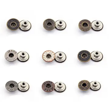 12 Sets 17mm Pants Button,No-Sew Nailess Removable Metal Buttons Thread  Rivets