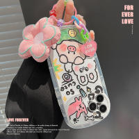 Nstar Graffiti เคสมือถือแบบเชือกไม้แขวนดอกไม้สายโซ่แท้สำหรับ iPhone 14 13 12 11 Pro Max เคส TPU แบบนิ่มคลุมทั้งหมดตัวปกป้องกล้องถ่ายรูป INS เคสผู้หญิง