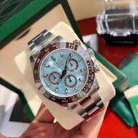 นาฬิกา Rolex รุ่น Cosmograph Daytona   กรอบเซรามิคสีดำ สายเลสสีเงิน สีฟ้า แสตนเลท904L งานหรูหรา ดูดี มีระดับ